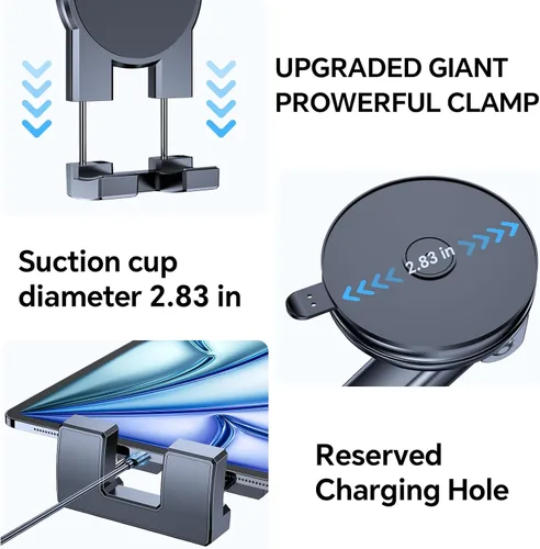 Miniatura 6 de Soporte para tablet para coche, soporte para iPad para coche【Parabrisas+Salpicadero】Ventosa para iPad para camión Soporte【360° 】Soporte para tablet