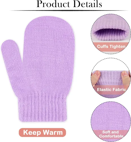 Miniatura 3 de ONESING 5 pares de manoplas para niños pequeños guantes de invierno negros para niñas y niños - Manoplas cálidas para recién nacidos