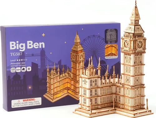 Miniatura 7 de Rowood Rompecabezas 3D para adultos, kit de modelo de madera para manualidades para adultos, regalos para mayores de 14 años, Big Ben