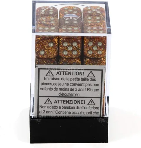 Miniatura 4 de Chessex Juego de dados poliédricos dorados y plateados con purpurina de 0.47 pulgadas, compatible con Calabozos y Dragones, Pathfinder y otros