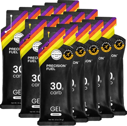 Geles de Energía Precision Fuel PF30 - Geles de Sabor Neutro y Suave para Correr para Atletas de Resistencia, 30g de Carbohidratos, Fáciles de