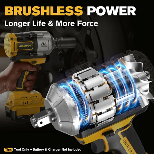 Miniatura 3 de Llave de impacto inalámbrica de 20 V para batería DeWalt, 1500 Nm (1106 pies-libras) pistola de impacto sin escobillas de 1/2 pulgada, herramienta