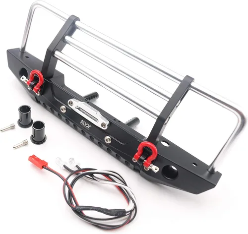 Miniatura 3 de KYX Parachoques delantero de aleación de carreras con luces LED, accesorios para RC Crawler Car Axial SCX10 II 90046 Traxxas TRX4 TRX-4 Redcat Gen8
