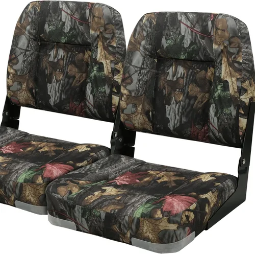 Seamander - Paquete de 2 asientos de barco de 19 pulgadas de alto, asientos plegables para barco Wooldland Leaf Camo | Tornillos de acero
