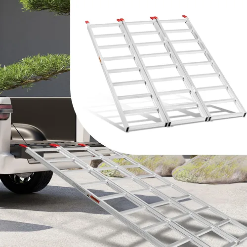 Miniatura 7 de Rampas de carga de aluminio para motos de nieve de 69 pulgadas de largo x 50 pulgadas de ancho, rampa de carga para motos de nieve de capacidad