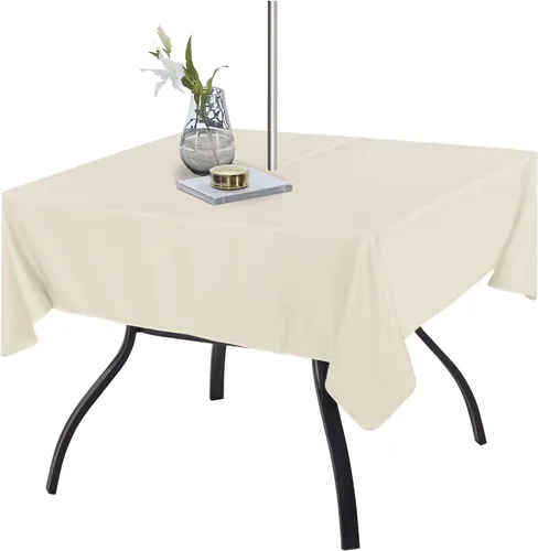 Miniatura 29 de Fitable Cubierta de Mesa Ovalada Oblonga para Exteriores e Interiores - Mantel Lavable Impermeable Sin Arrugas con Cremallera y Orificio para Beige