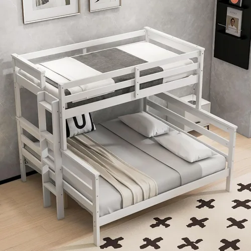 Miniatura 17 de Merax Litera Montessori de madera con escalera individual sobre individual, litera baja para niños, niñas, ahorro de espacio, no necesita somier