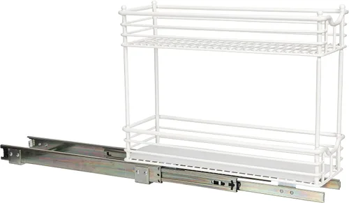Miniatura 12 de Household Essentials Organizador deslizante de dos niveles de acero blanco con forros de plástico