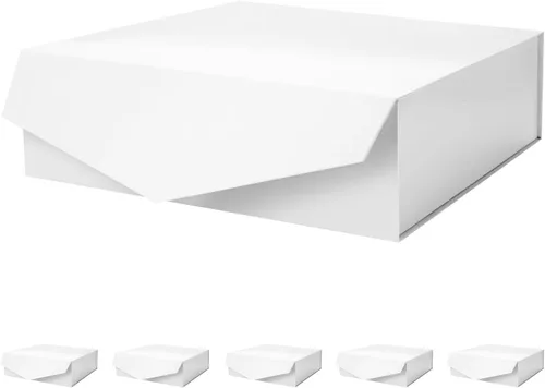 Miniatura 18 de PACKHOME Caja de regalo de 9 x 6.5 x 3.8 pulgadas, caja plegable rectangular con tapa magnética para embalaje de regalo (rosa mate, textura de grano)