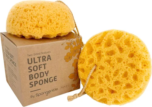 Miniatura 11 de Esponja de esponja para ducha y baño, esponja de baño con doble textura, puf de ducha para exfoliación suave y profunda, limpiador corporal de gran