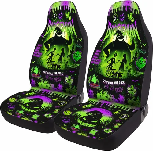Miniatura 24 de GENANY Horror Nightmare Skellington - 2 fundas de asiento delantero para automóvil, camión, SUV, regalos de Navidad, funda de asiento de cubo