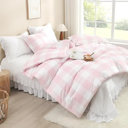 Miniatura 28 de Andency Edredón a cuadros tamaño individual (66 x 90 pulgadas), juego de cama a cuadros negros y blancos para adolescentes y niños, ropa de cama