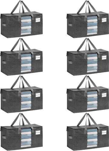 Miniatura 14 de VENO Paquete de 4 bolsas de mudanza resistentes, bolsas de almacenamiento de ropa y edredón con ventana transparente, suministros de embalaje