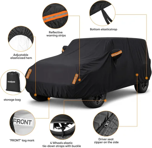 Miniatura 3 de Funda de coche para Jeep Wrangler de 2 puertas 1987-2026 JK JL CJ YJ TJ para exteriores, impermeable, sol, lluvia, nieve, granizo, protección UV