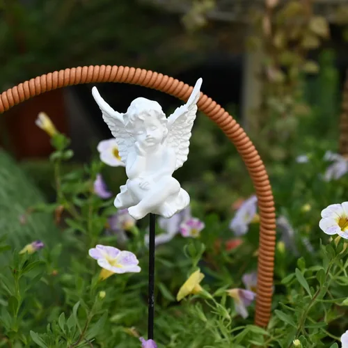 Miniatura 5 de OwMell Juego de 2 estacas decorativas para jardín, adornos pequeños de ángel y querubín, estatua conmemorativa y decoración de macetas
