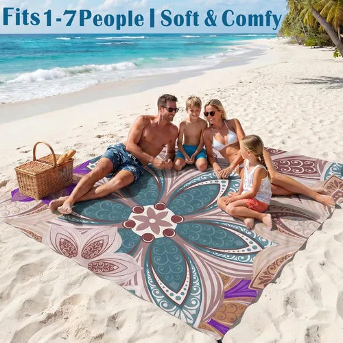 Miniatura 119 de Famstar Beach Blanket Oversized Extra Large 78"X81"/10'X9',Waterproof Sandproof Beach Blanket 2-8 Adults Lightweight Durable for Travel Camping