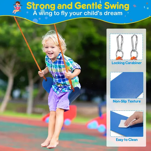 Miniatura 5 de GIKPAL Juego de columpios con soporte para niños, juegos de columpios al aire libre para patio trasero con platillo de 32" y asiento de 26.2", marco