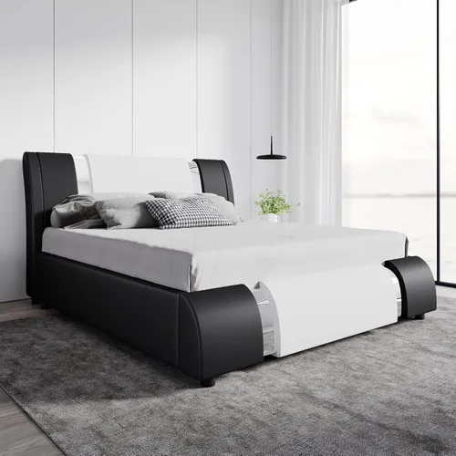 Miniatura 8 de SHA CERLIN Marco de Cama Queen Moderno de Cuero Sintético con Cabecera Ajustable y Detalles de Hierro, Cama Plataforma Tapizada de Lujo con Soporte