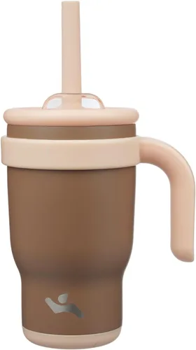 Miniatura 29 de Konokyo Vaso de 14 onzas con asa lateral, botella de agua aislada con popote y tapa 2 en 1, taza de acero inoxidable, taza de café de viaje