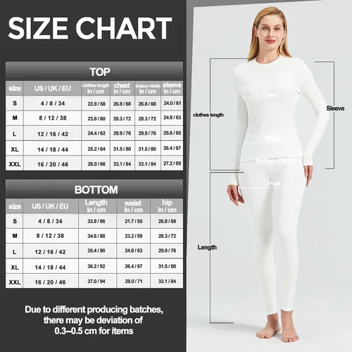 Miniatura 6 de UNIQUEBELLA Conjunto de ropa interior térmica para mujer, conjunto de capa base larga para mujer, conjunto de ropa interior atlética