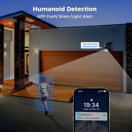 Miniatura 5 de Hiseeu Sistema de cámara de seguridad inalámbrico, todo en uno con monitor LCD de 15 pulgadas, NVR de 10 canales, 4 unidades de cámara PTZ de 5 MP
