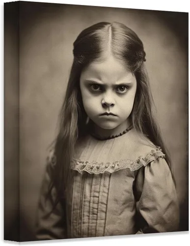 Miniatura 6 de Devilish Little Girl - Oddities and Curiosities 11x14 Framed Print, Vintage Creepy Girl Poster, Victorian Gothic Wall Art, Eerie Child Portrait