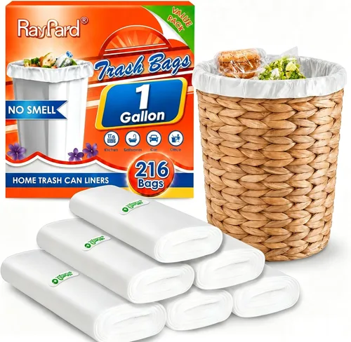 Miniatura 12 de 200 bolsas de basura pequeñas de 2 galones (1.8-2 galones) para cestas de basura de 1.6, 1.8, 2.2 galones, forros fuertes de 6.5 a 7 litros