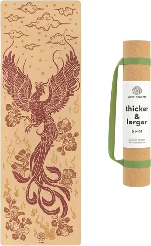 Miniatura 12 de Esterilla de yoga de corcho con base de goma natural, tamaño extra, grosor y soporte, excelente cojín y agarre, antideslizante, no tóxico