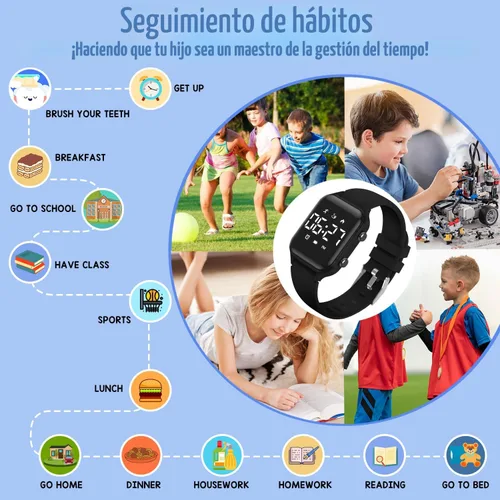 Miniatura 5 de Relojes digitales para niños y niñas, reloj deportivo con rastreador de fitness, podómetro, alarmas, cronómetro, no necesita aplicación, reloj