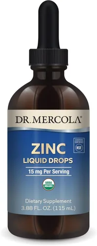 Dr. Mercola Gotas líquidas de zinc – Apoya la salud inmunológica y de órganos – Gotas líquidas de zinc orgánico de 15 mg – USDA Orgánico –