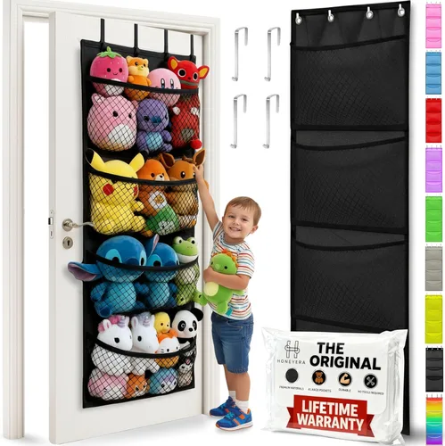 Miniatura 11 de Honeyera Almacenamiento para Animales de Peluche - Organizador sobre Puerta para Muñecos, Accesorios para Bebés y Organizador de Juguetes