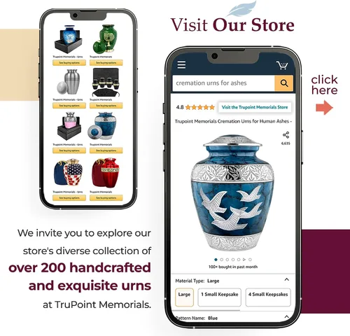 Miniatura 6 de Trupoint Memorials Urnas de Cremación para Cenizas Humanas, Urna de Entierro Decorativa para Adultos Hombres y Mujeres – Grande, Aves Azules