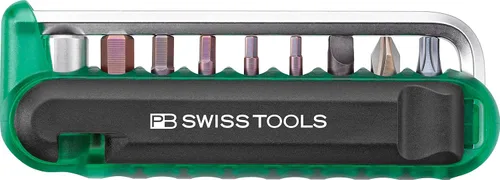 Miniatura 11 de PB Swiss Tools Multiherramienta para bicicleta PB 470 100% fabricada en Suiza, herramienta de bolsillo con brocas, llave Allen, adaptador de Negro