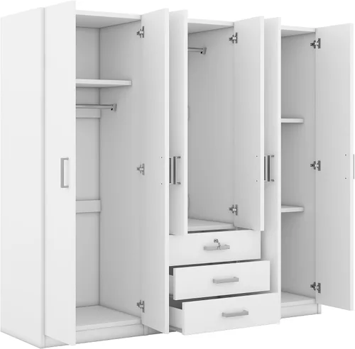 Miniatura 7 de Armario grande de 6 puertas, armario de madera de 70.9 pulgadas de ancho con cajones grandes, armario de dormitorio, vestidor, armario organizador