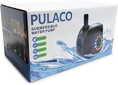 Miniatura 6 de PULACO Bomba de fuente pequeña de 160 GPH, bomba sumergible de 10 vatios con luz LED automática que cambia de color y tubo de 3.3 pies