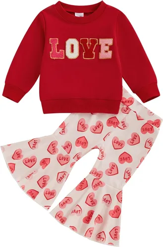 Miniatura 8 de Gueuusu Conjunto de ropa de manga larga para bebé niña con texto en inglés "My 1st Christmas", sudadera de manga larga con pantalones acanalados