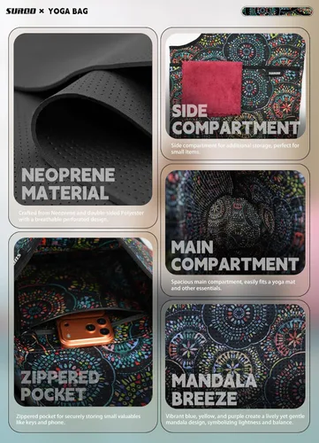 Miniatura 5 de Bolsa para esterilla de yoga – Neopreno, ligera, espaciosa, con gran bolsillo con cierre, ideal para esterillas de gimnasio, yoga y fitness Cosmic