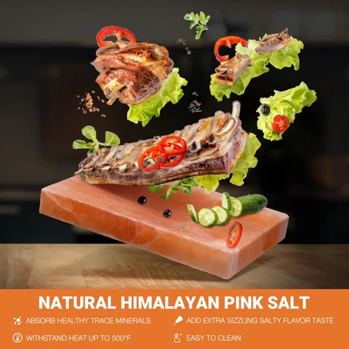 Miniatura 4 de Onlyfire - Juego de platos de cocina con bloque de sal del Himalaya con bandeja de acero, 12 x 8 x 1.5 pulgadas, para cocinar, asar a la parrilla
