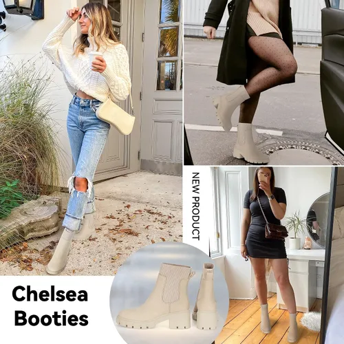 Miniatura 6 de Athlefit Chelsea - Botines de plataforma para mujer, con tacón grueso y elástico