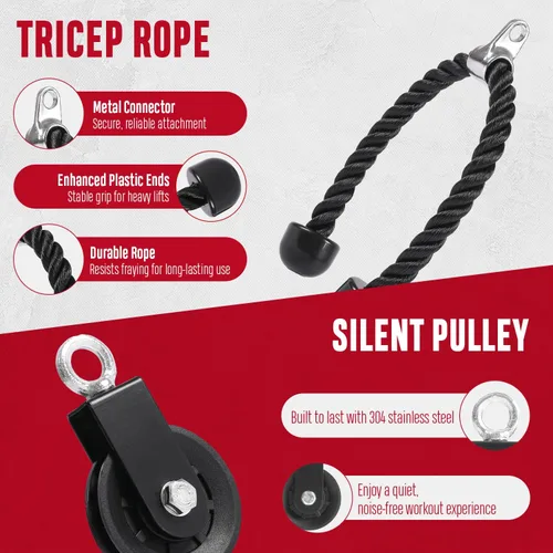 Miniatura 4 de FitBeast Sistema de Poleas para Gimnasio, Sistema de Poleas con Cable y Peso para Gimnasio LAT Pulldown, Entrenamiento de Curl de Bíceps, Equipo