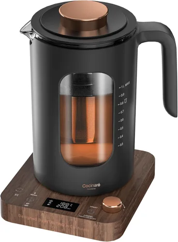 Miniatura 9 de INTASTING Hervidor de té eléctrico, hervidor eléctrico con infusor de té, control de temperatura de perilla de ±1 ℉, vidrio sin BPA, calentamiento