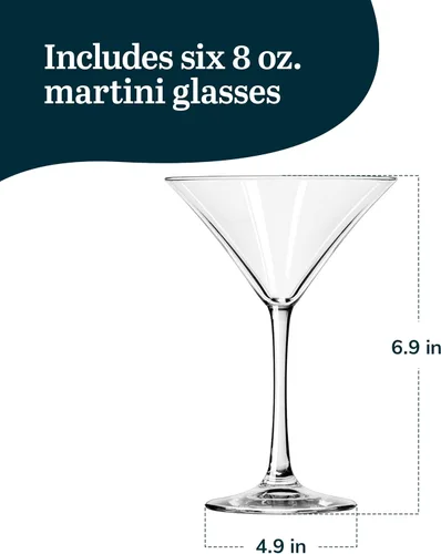 Miniatura 3 de Libbey Entertaining Essentials - Juego de 6 vasos de Martini altos, delgados, con forma triangular, vasos de cóctel clásicos para vinos, cócteles