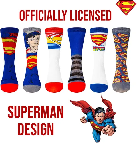 Miniatura 4 de Calcetines de la Liga de la Justicia para niños y hombres, calcetines de superhéroe, paquete de 6 calcetines para niños, calcetines deportivos