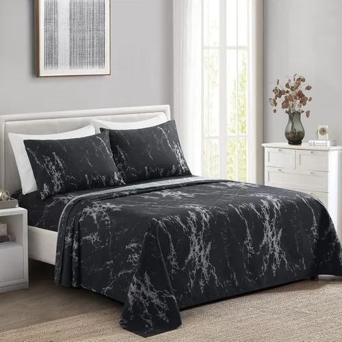 Miniatura 22 de Marina Decoration Ropa de cama ultra suave y sedosa con bolsillo profundo, rayón derivado de bambú para todas las estaciones, juego de sábanas de 6