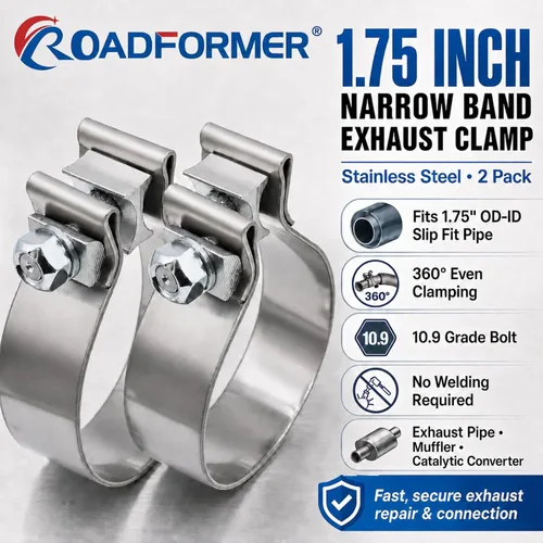 Miniatura 2 de ROADFORMER Abrazadera de escape de 1.75 pulgadas de acero inoxidable de banda estrecha para reparación de tubos de escape, silenciador y sistema