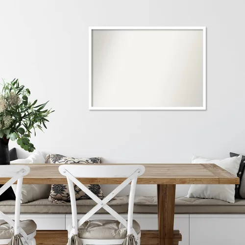 Miniatura 1108 de Amanti Art Espejo de baño blanco para sobre el fregadero, 32 x 45 pulgadas, espejo de tocador rectangular blanco esbelto, marco de madera moderno