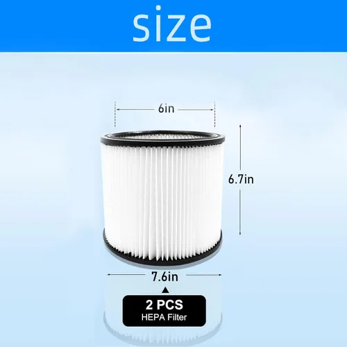 Miniatura 6 de 90304 Filtro de repuesto para aspiradoras Shop Vac 90304, 90350, 90333, 90585, de 5 galones y superiores (2 filtros de repuesto+2 tapas)