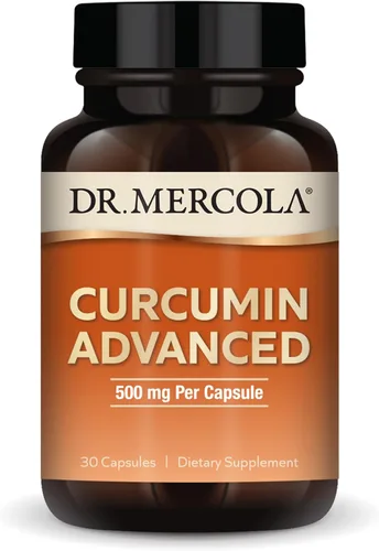 Dr. Mercola Curcumin Advanced - 500 mg de extracto de raíz de curcumina - 95% curcuminoides - Para la salud visual, digestión y enfoque - liberación