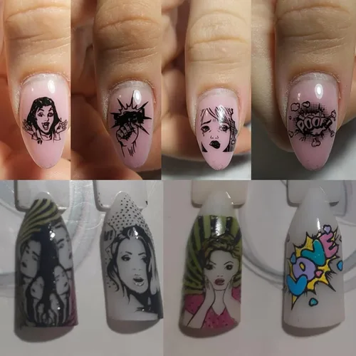 Miniatura 6 de WOW OMG COOL - Plato de estampado de uñas con letras y palabras con imagen de personas, plantillas de arte de uñas de acero inoxidable para diseño