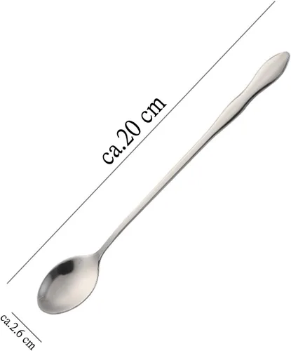 Miniatura 2 de Juego de 8 cucharas mezcladoras de acero inoxidable con mango largo de 7.9 in para café, batidos, jugos, cócteles
